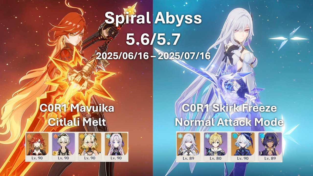C0R1 Mavuika Citlali Melt & C0R1 Skirk Freeze NA Mode | Spiral Abyss 5.6B Floor12 F2P Showcase