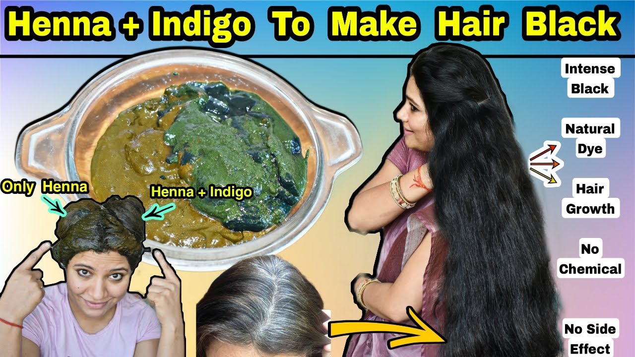 One Step Henna Indigo Process To Make Hair Intense Black इस तरीके से घर पे बनायें 100% नेचुरल डाई।