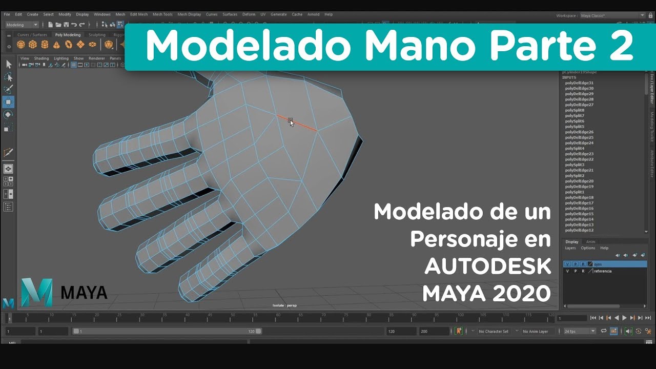 10- Modelado de un personaje en MAYA 2020 / Modelado Mano parte 2