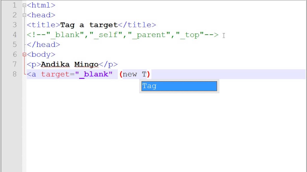 HTML Tag a target  parent