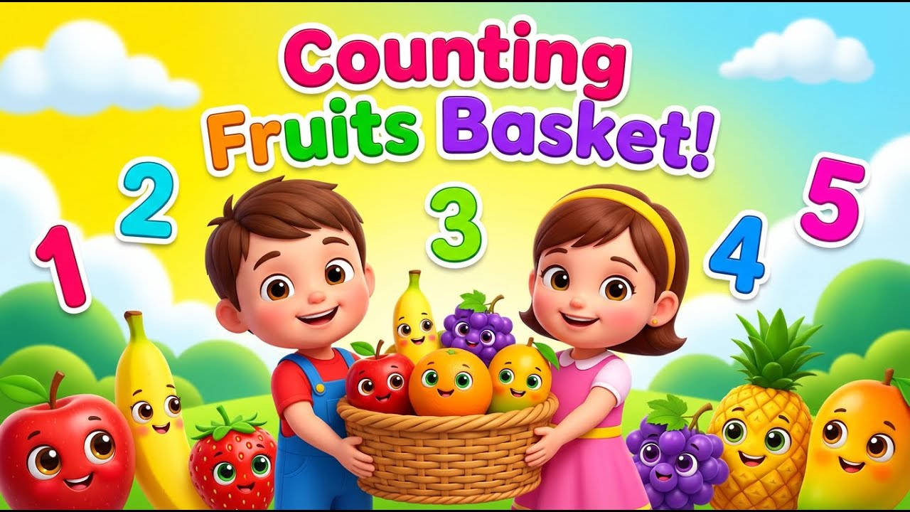 Counting Fruits Basket 🍎🍌 | Learn Numbers 1–10 for Kids | Fun Counting Song | Bright Kids Studio