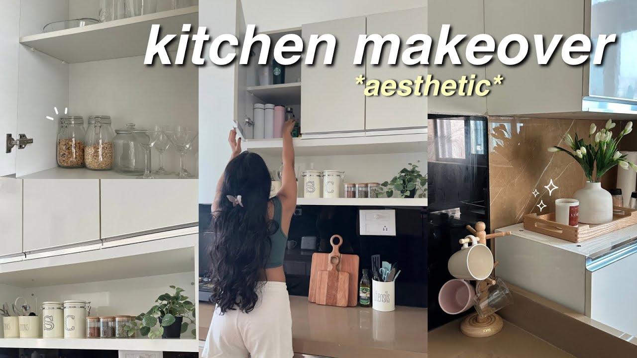 AESTHETIC KITCHEN MAKEOVER👼🏻🎀 cute kitchen finds + decorating & organisation!!!