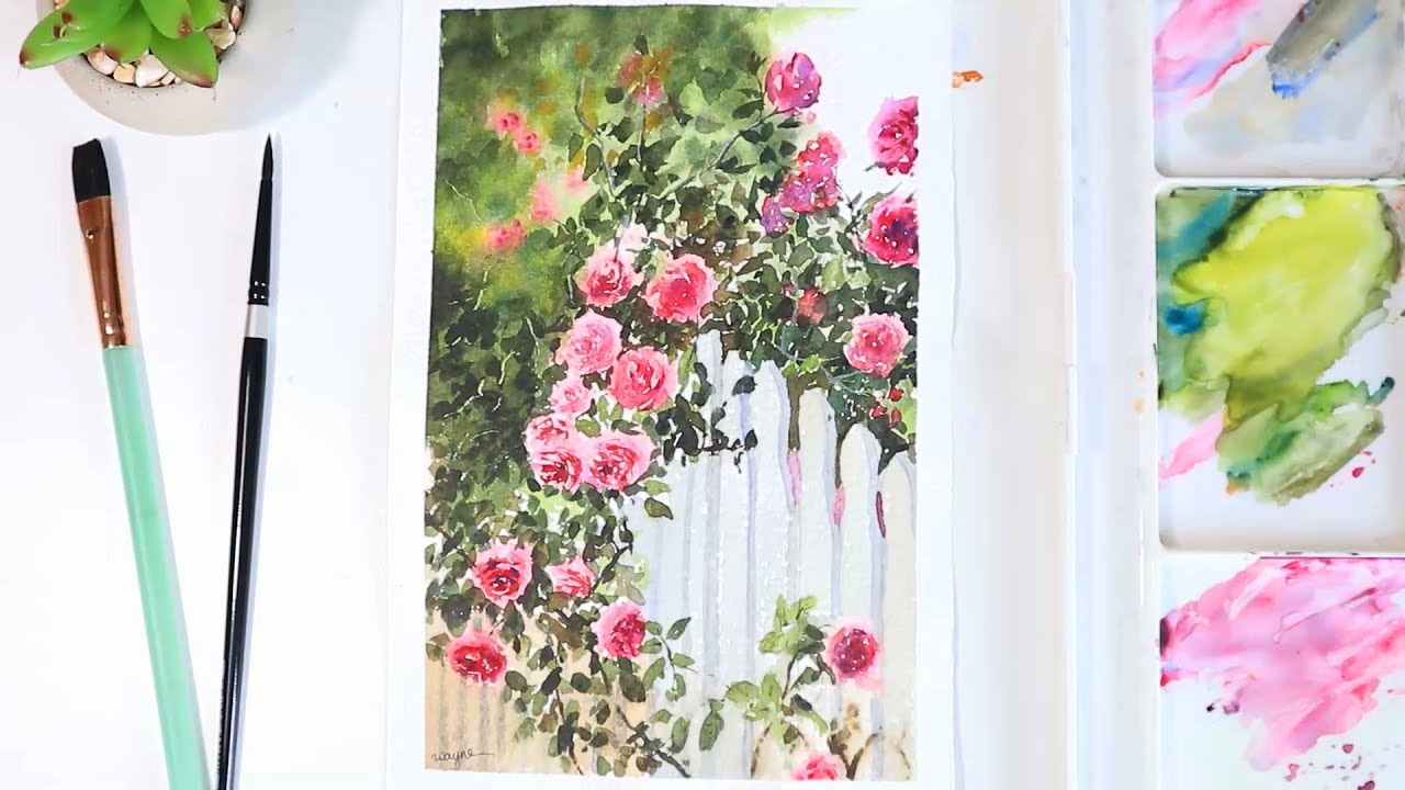 #watercolor | Watercolor Roses Garden Demonstration