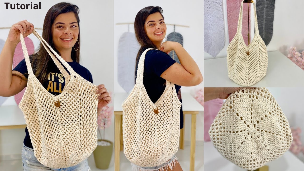 Você Vai Se Apaixonar por essa Linda Bolsa de Crochê com Fundo de Flor🌸😍