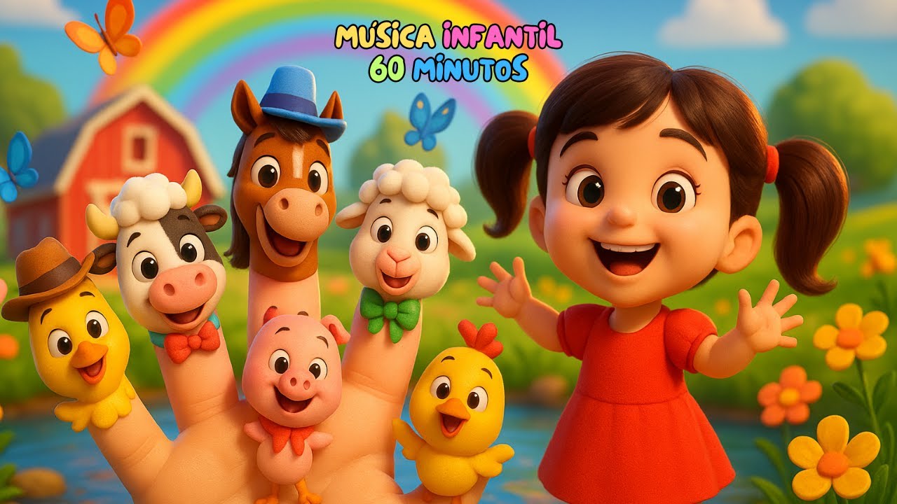 Dança da Família dos Dedos na Fazenda | Canção dos Animais Divertida | Turma da Gabi em Português