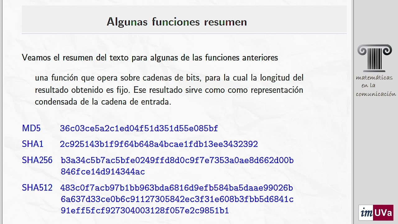 Funciones resumen ('hash')
