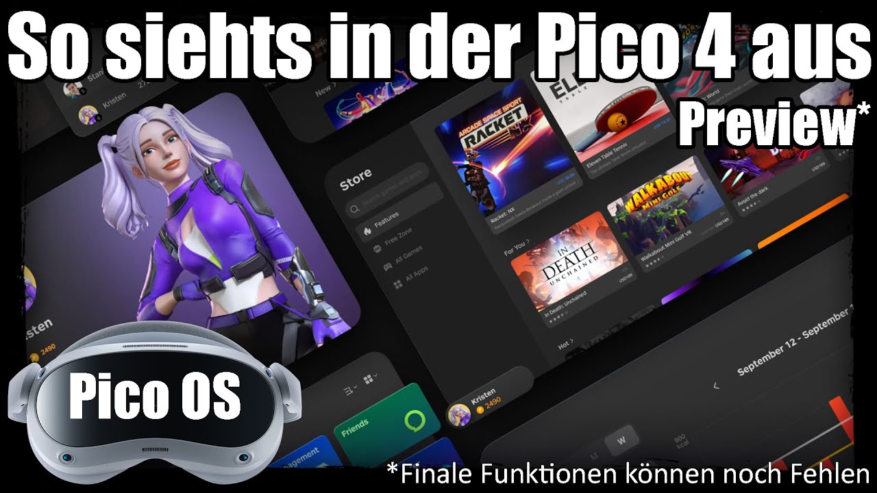 Pico 4 - (Vorab-) Einblicke ins OS, Home Men&uuml;, Videoplayer