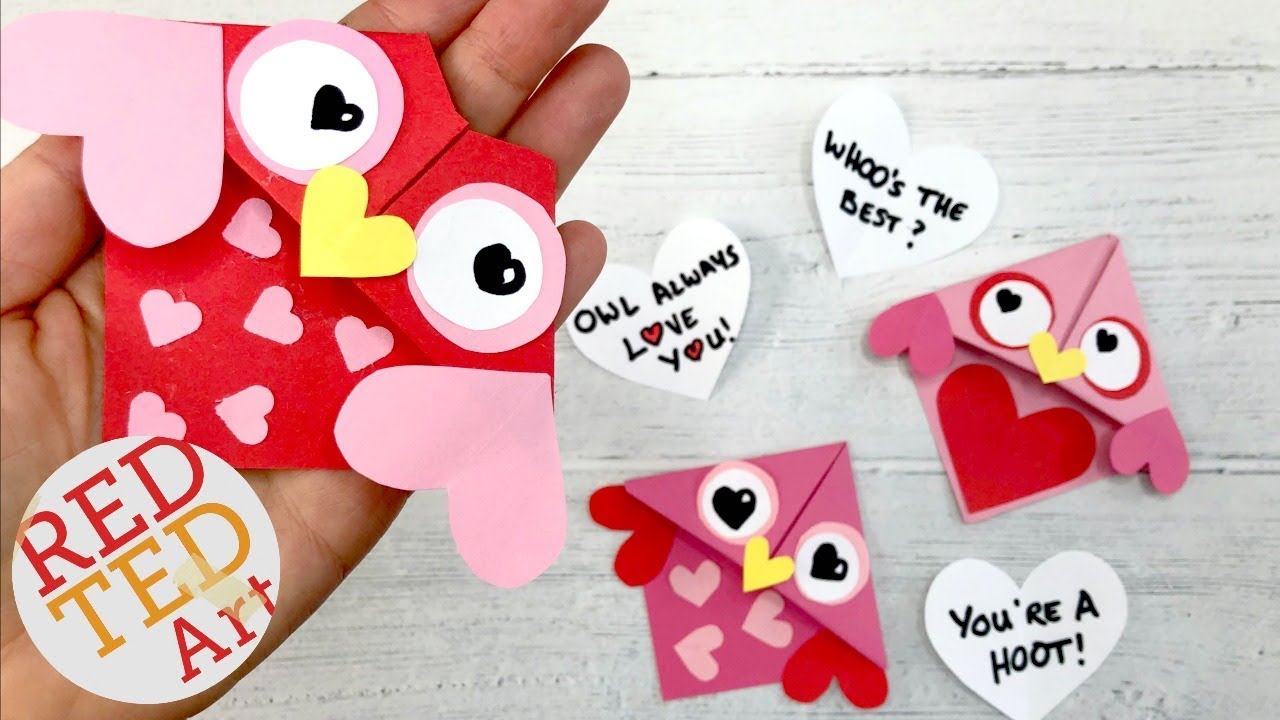 Easy Valentine's Owl Corner Bookmark How To