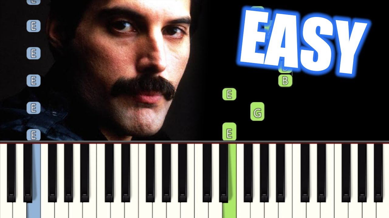 QUEEN - ANOTHER ONE BITES THE DUST - EASY Piano Tutorial(Synthesia) [TopAnimeMusic]
