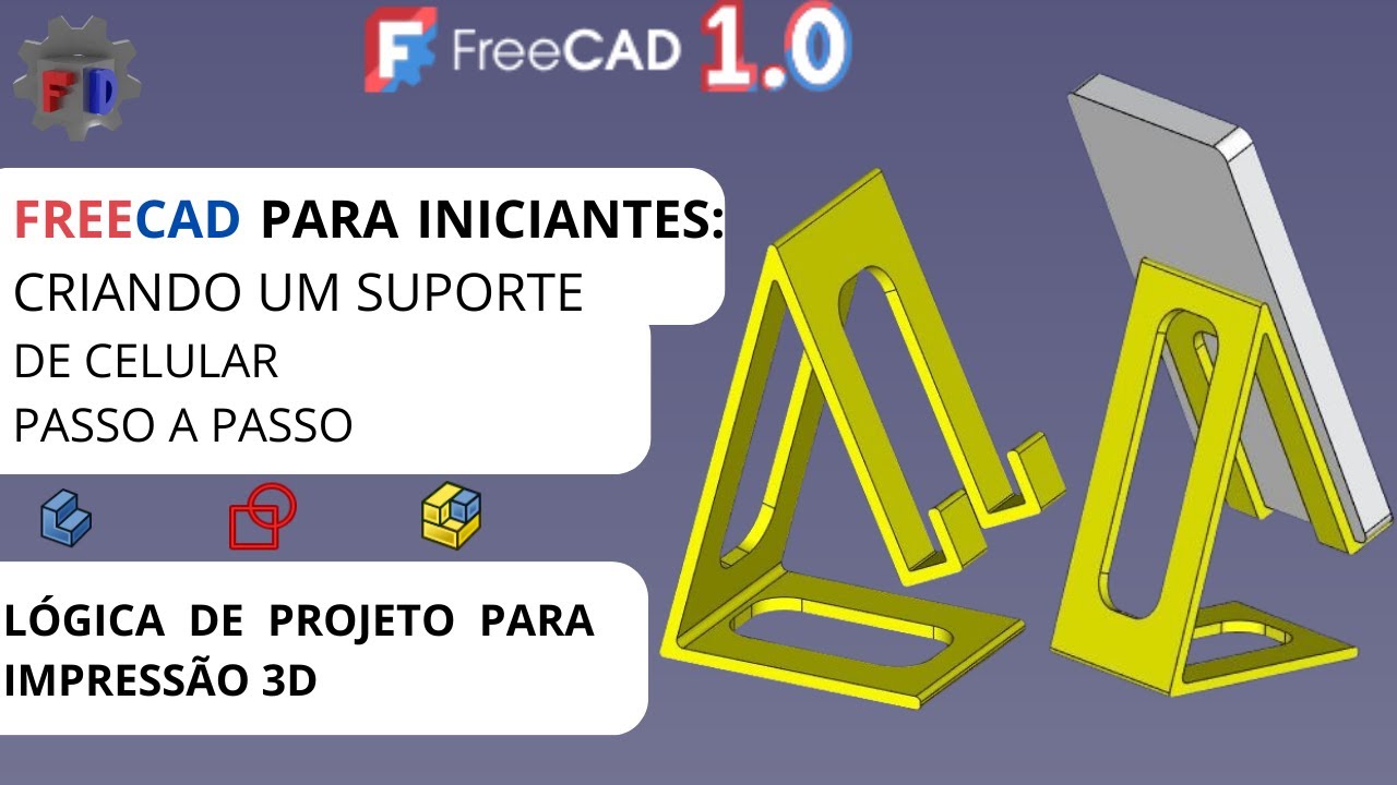 TUTORIAL COMPLETO DE MODELAGEM 3D NO FREECAD : guia para iniciantes passo a passo