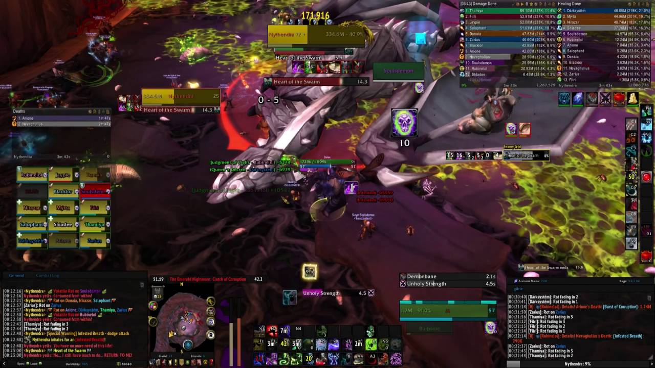 WoW  - Nythendra Heroic - Emerald Nightmare -  Unholy DK PoV