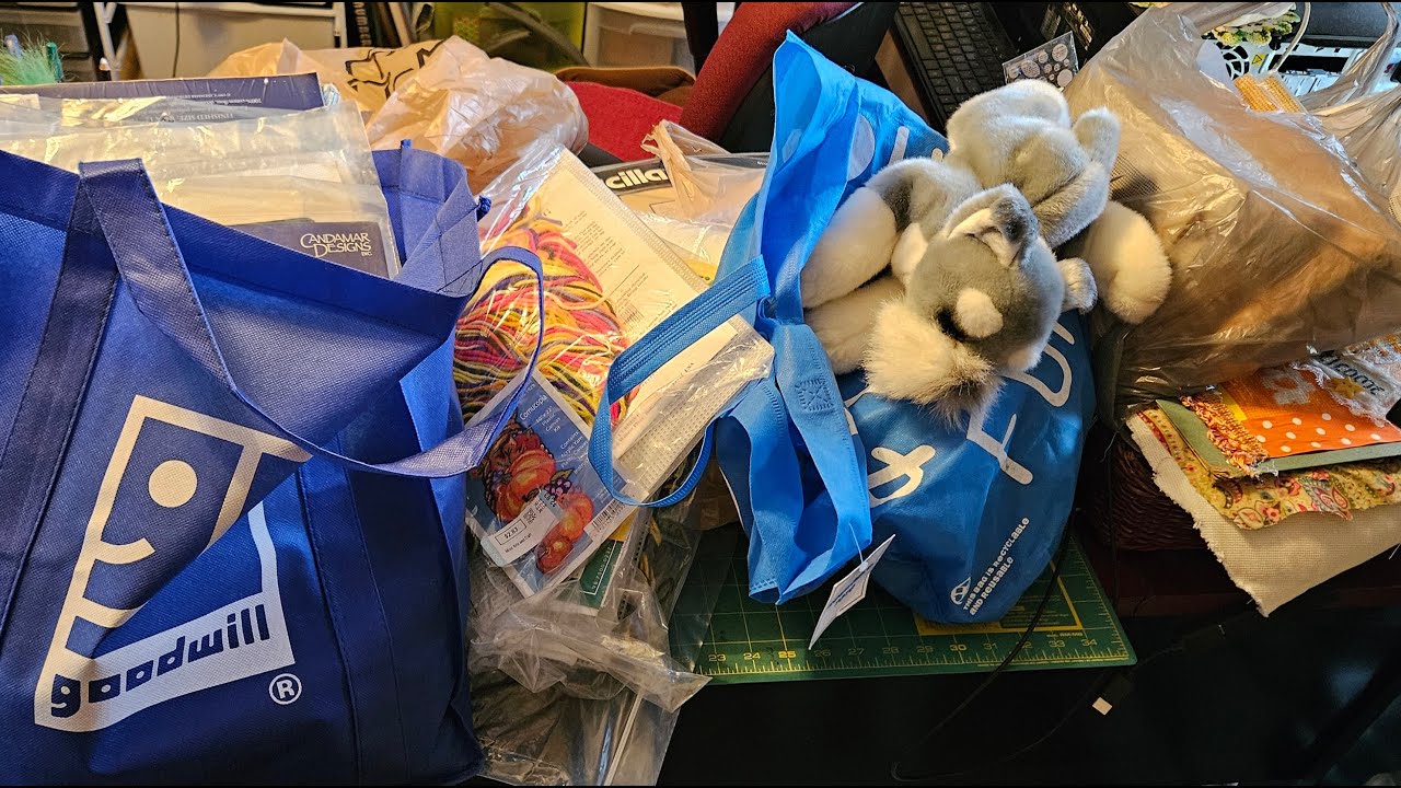 Cross stitch sewing thrift haul...so much - Flosstube #29 unboxing