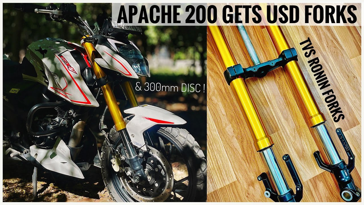 USD Forks installed in RTR 200 4V | TVS Ronin Forks In Apache 200 | Apache 200 USD forks Installed