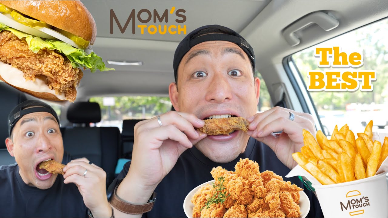 KOREAN FRIED CHICKEN MUKBANG - Fried Chicken and Burgers - Mom's Touch