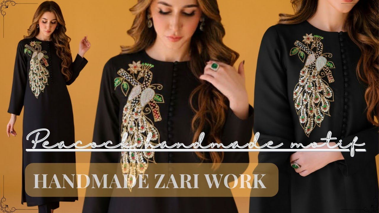 Handmade dress design✨ Motif embroidery tutorial #embroidery #design #viral #trending #diy #tutorial