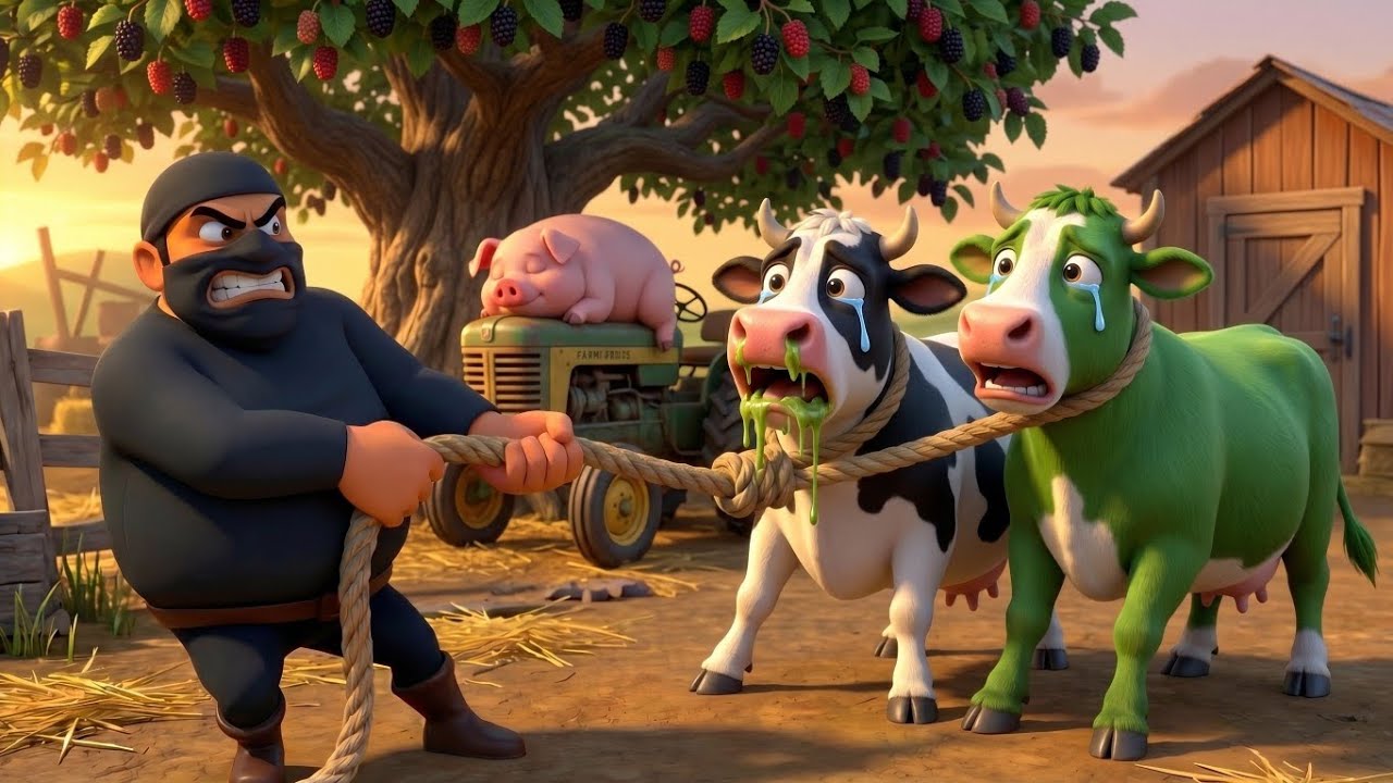 Thief in Old MacDonald's Farm | The Lost Green Cow & Cow Story | 3D Animation 🐄