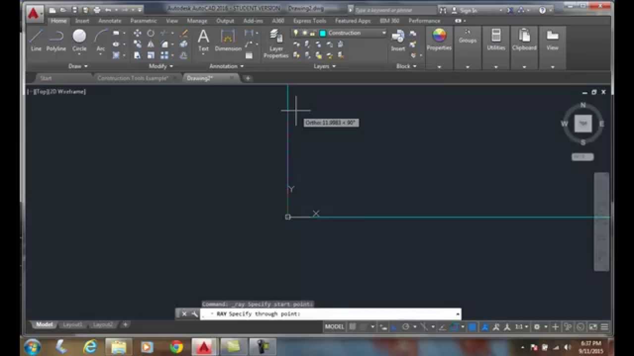 AutoCAD I  08-15 Using the RAY Command