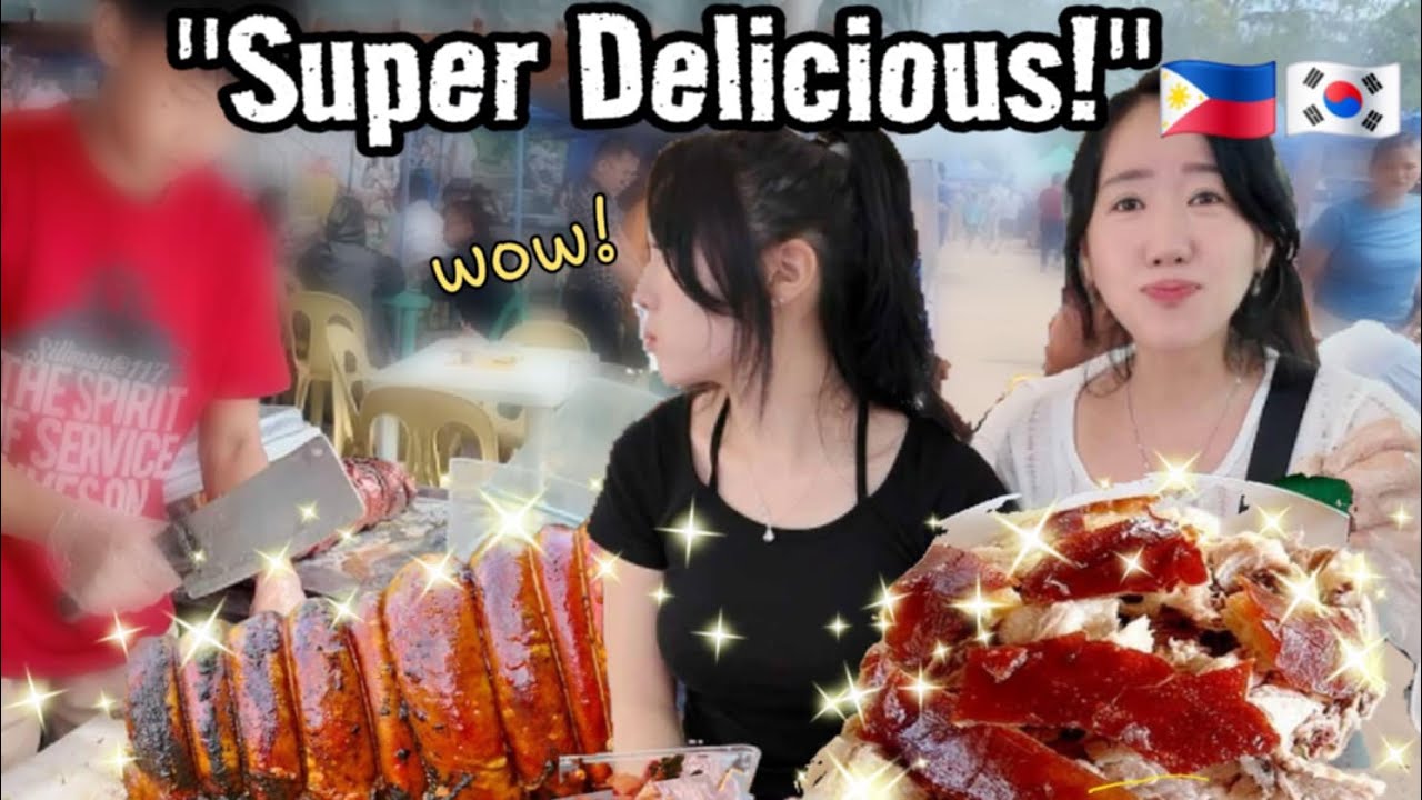 Korean Family Falls in Love with Lechon Belly & Chicken Inasal at Filipino Market!