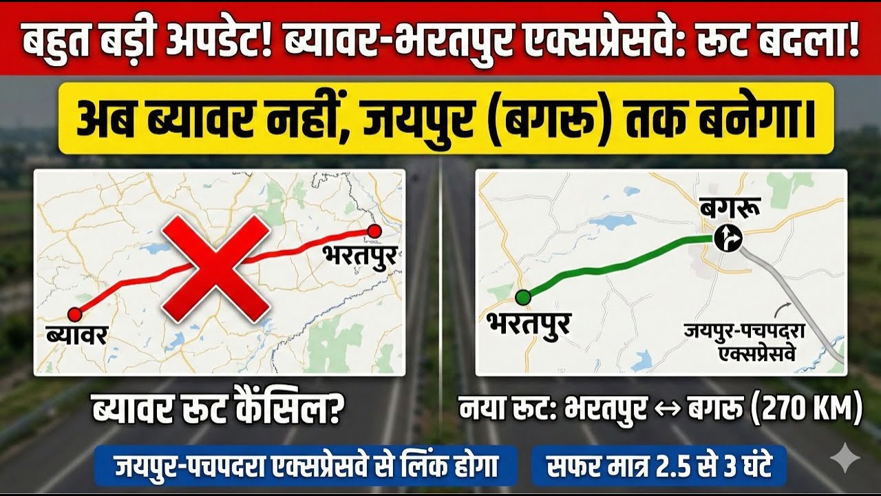 ब्यावर-भरतपुर एक्सप्रेसवे का रूट बदला! अब ब्यावर नहीं, जयपुर (बगरू) तक बनेगा 😱 | Big Update
