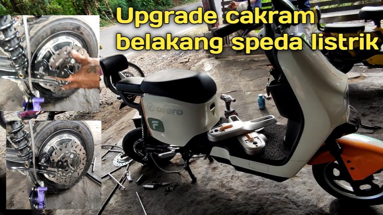 upgrade rem belakang speda listrik. di pasang cakram