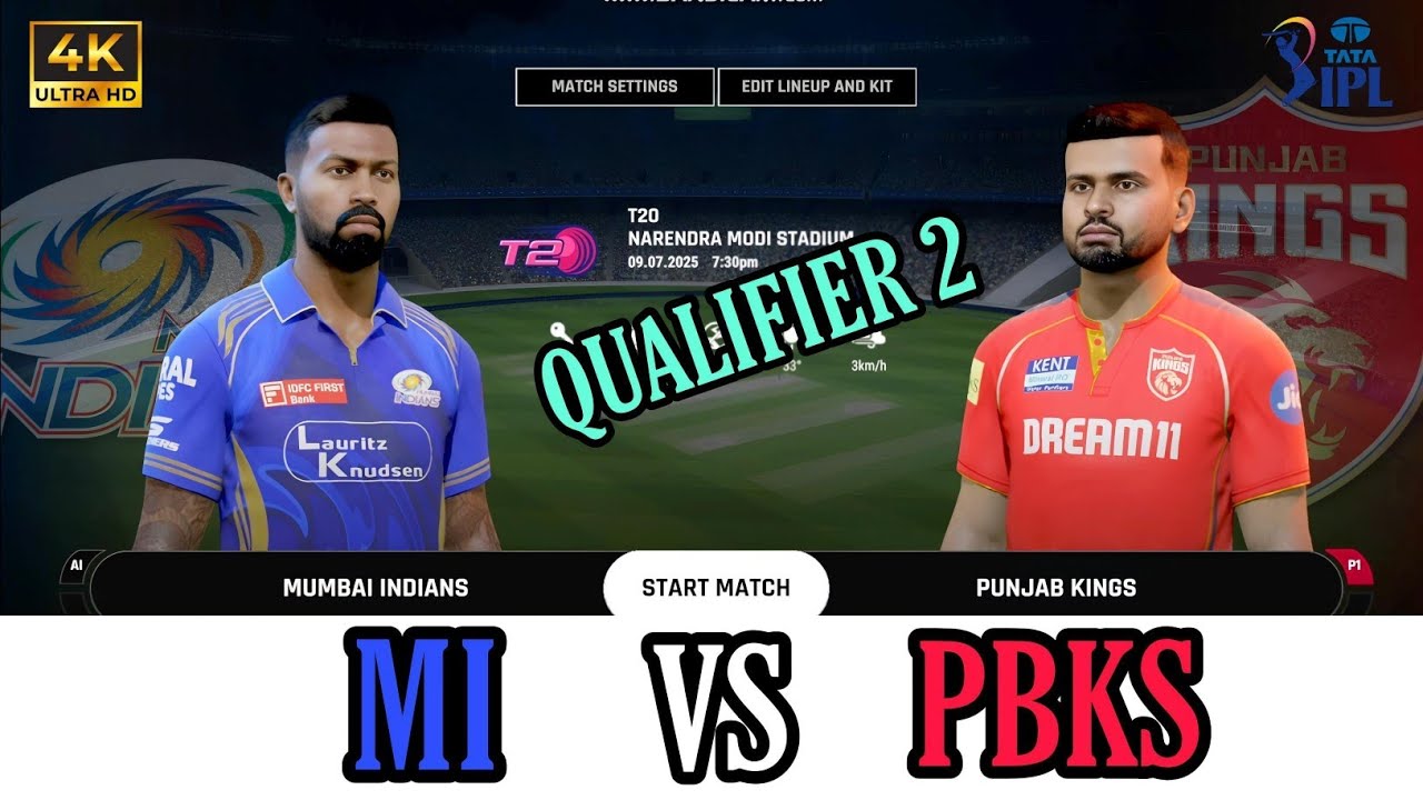 Mumbai Indians Vs Punjab Kings| Qualifier 2| Ipl 2025| Cricket 24 Gameplay|