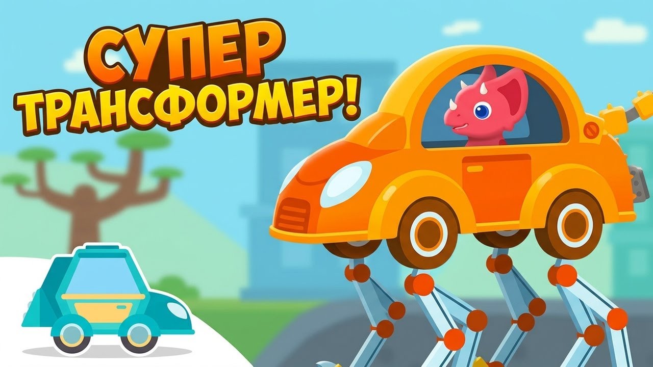 Машинки Трансформеры динозаврика Трицератопса. Игра для детей
