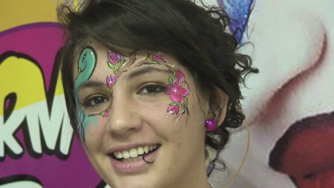 Cherry Peacock Face Painting Step by Step Tutorial