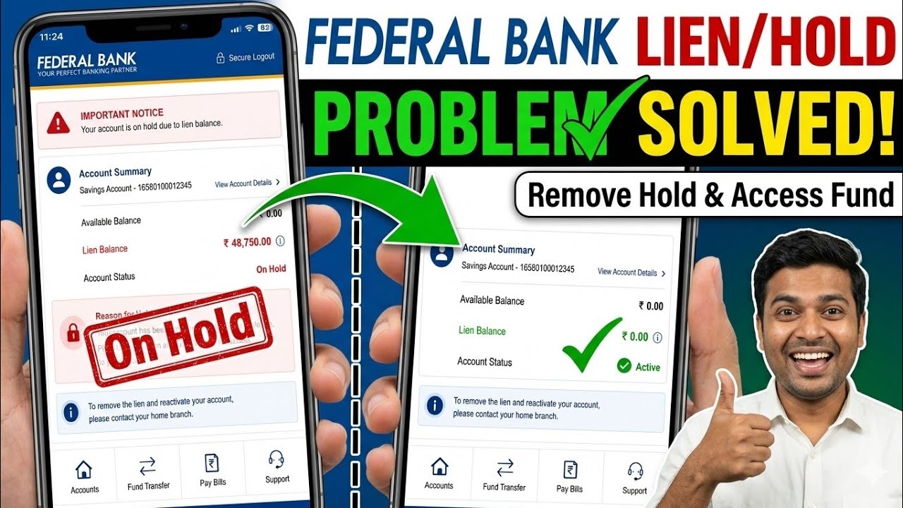 How to Remove Federal Bank Lien Balance | Federal Bank Lien/Hold Balance | Federal Bank Lien Amount