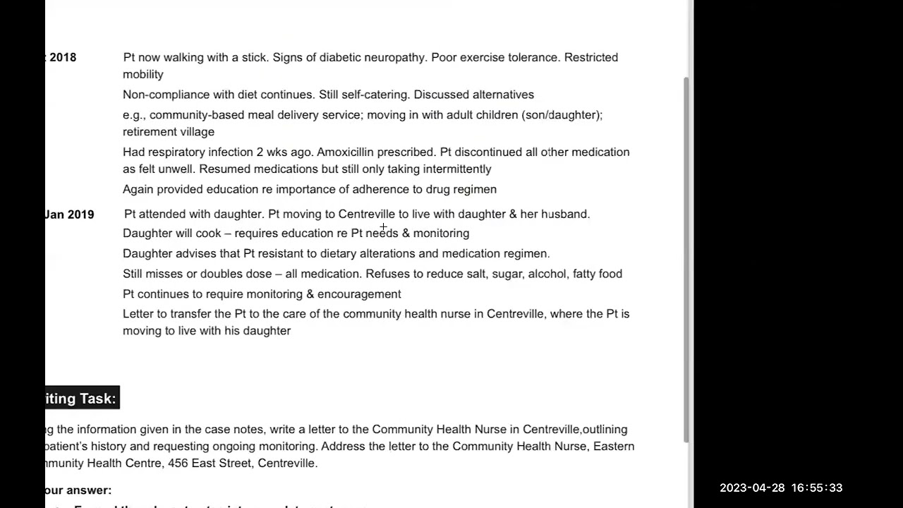 Expected oet exam tomorrow | Mr Peter Dunbar oet letter to community health nurse