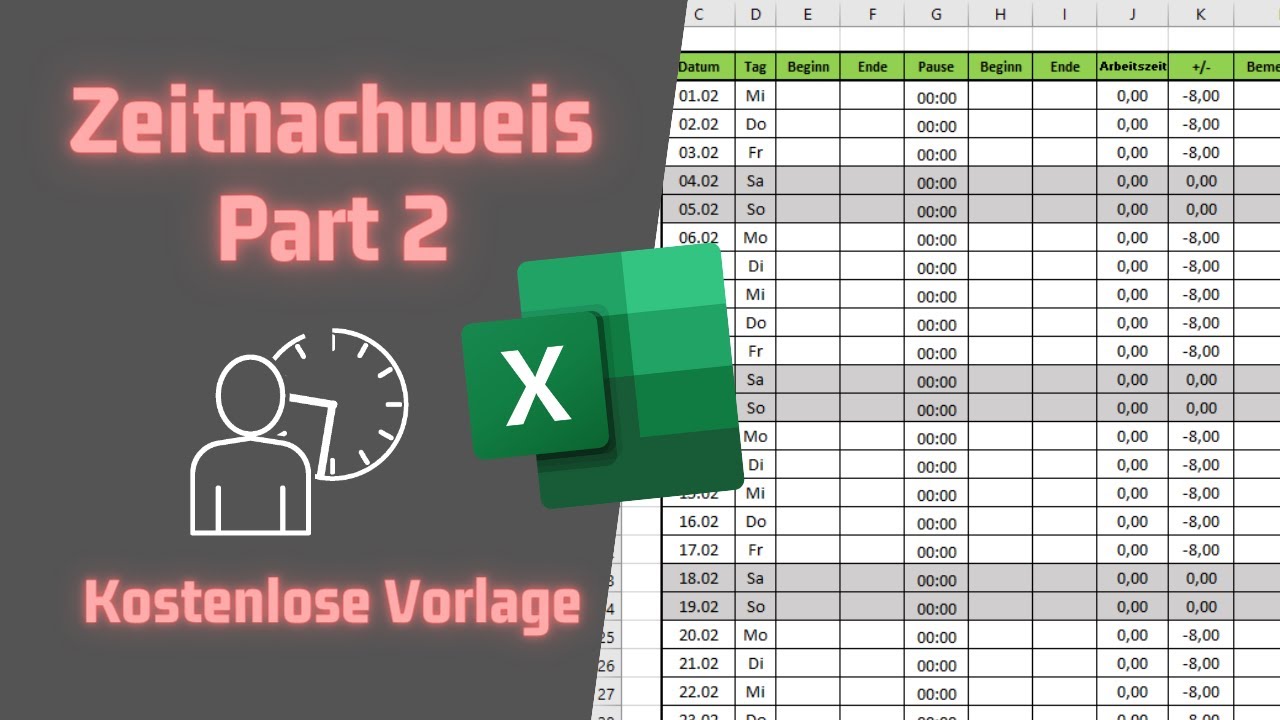 Zeiterfassung für Mitarbeiter in ECXEL erstellen - Part 2 | Kostenlose Vorlage