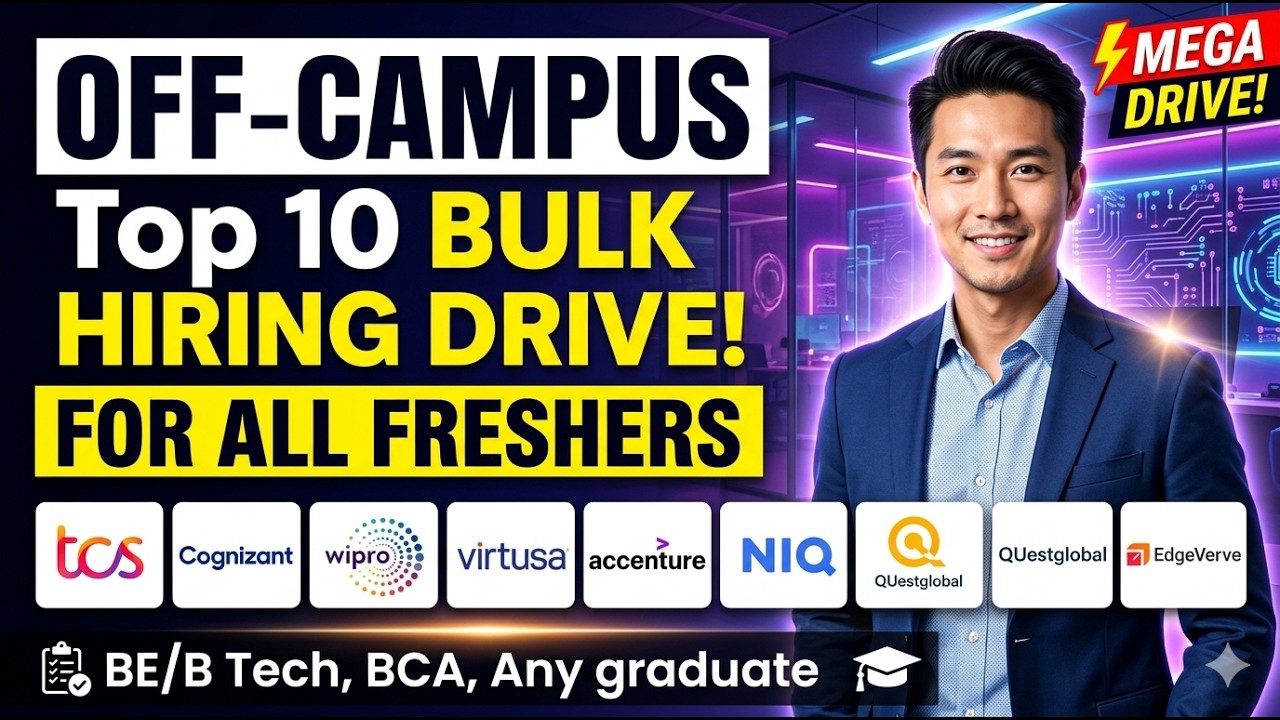 🔥Top 10 Bulk off Campus drives TCS, Wipro, Cognizant | 2021-2027 | For All Freshers & Graduate