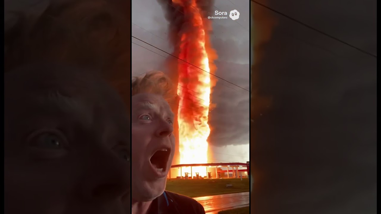 Tornado Hits Gas Station and Turns Into a FIRENADO 😳🔥🌪️