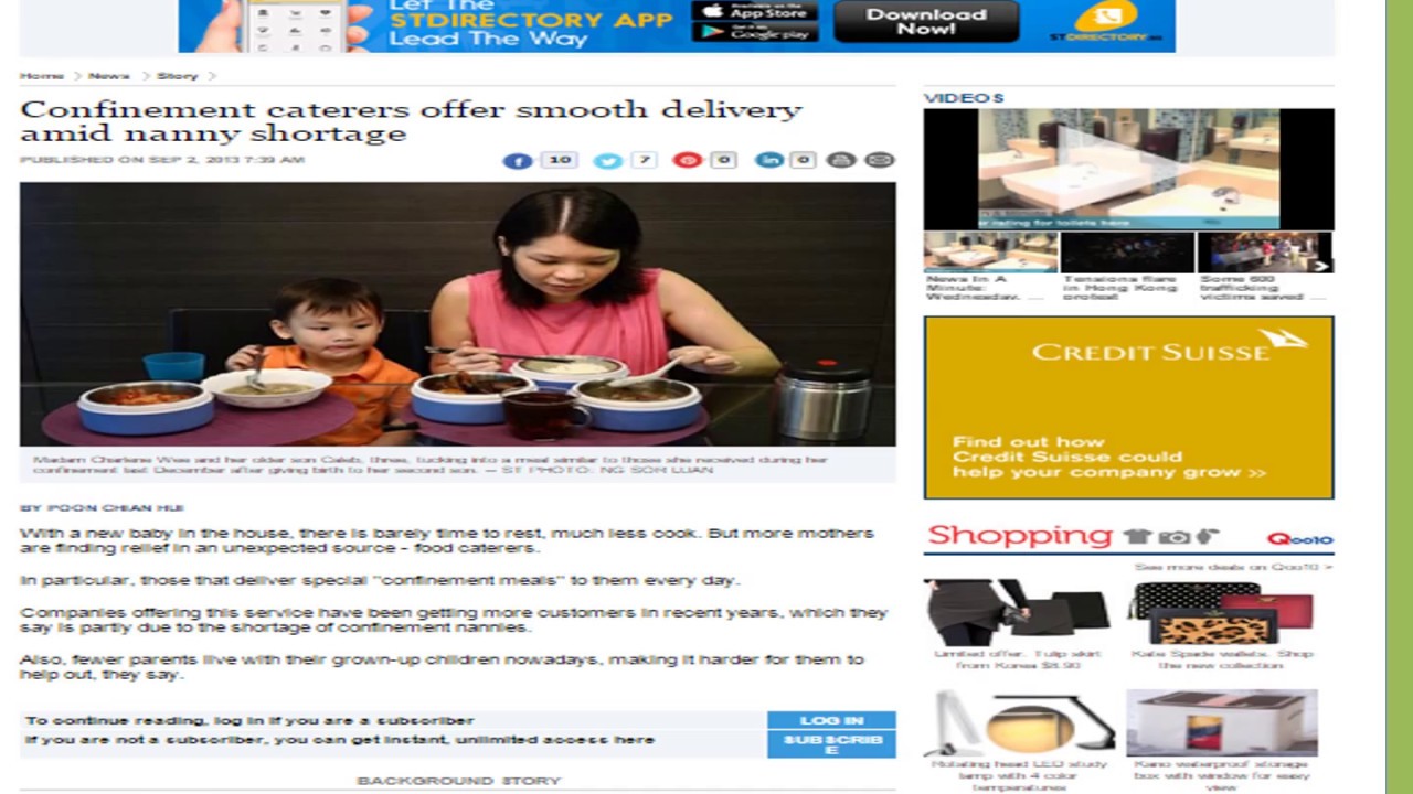 Confinement Food  Catering Service Singapore