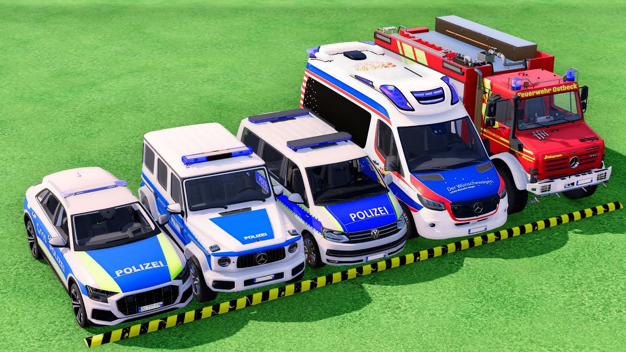 TRANSPORTING POLICE CARS, FIRE DEPARTMENT, AMBULANCE VEHICLES WITH TRAIN #38 ! Farming Simulator 22