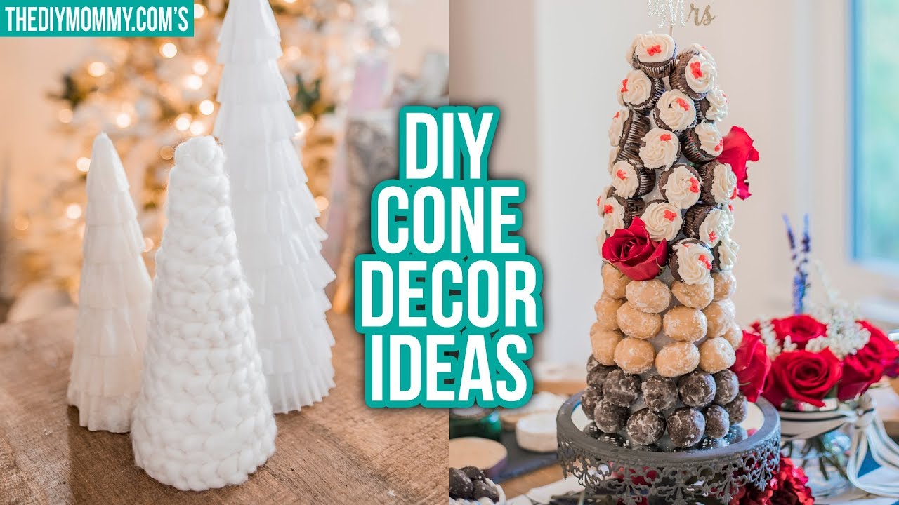 3 Easy DIY Cone Decor Ideas For Christmas | Braided Yarn Tree, Dessert Tree, Coffee Filter Tree