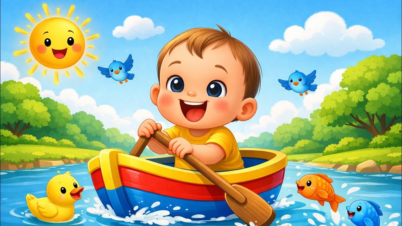🚣‍♂️ Row Row Row Your Boat 🚤 | Fun Baby Rhymes 🎶 | Cute Cartoon Boat Song👶💙#song #kidsrhymes #study 