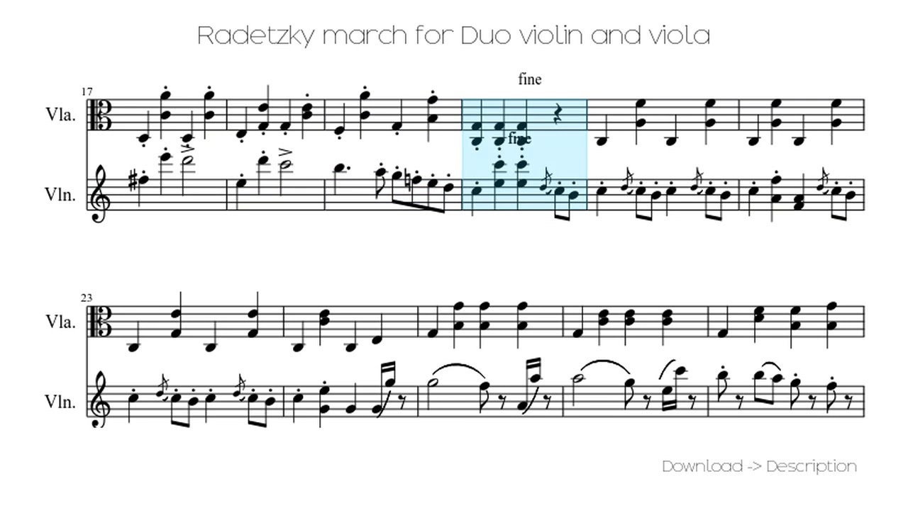 🎶 Radetzky March For Duo Violin And Viola 🎸🎸