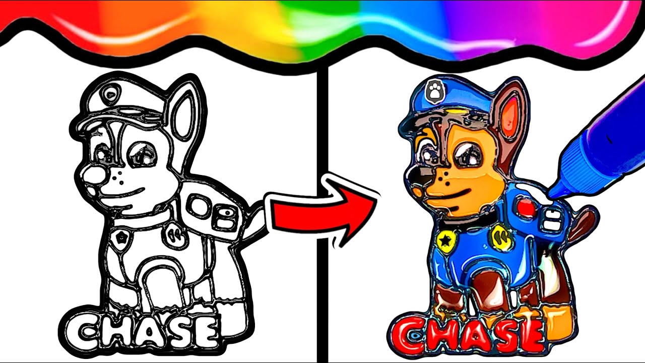 Paw Patrol Chase drawing and coloring SATISFYING ART | BONBON ART