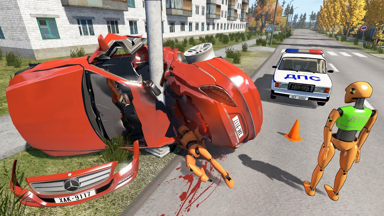 НАКРУТИЛО НА СТОЛБ! СПАСАТЬ УЖЕ БЫЛО НЕКОГО | BeamNG.drive