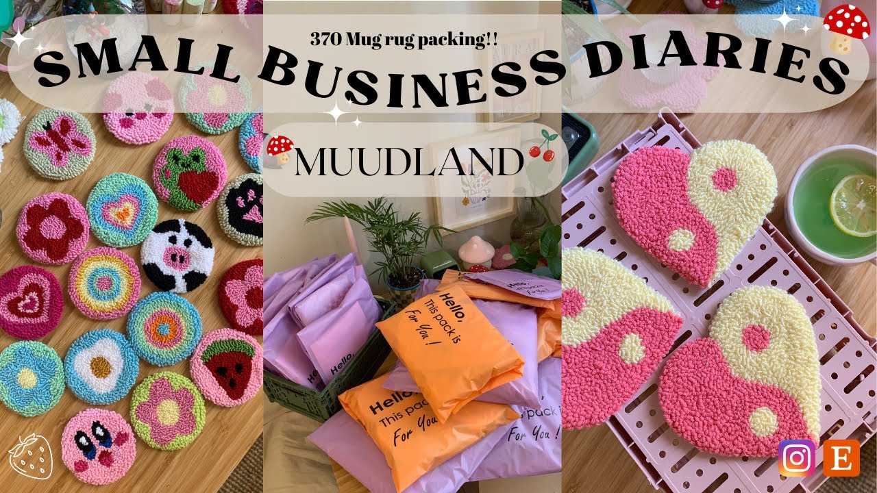 How to make a Punch Needle & Order Packaging 370 Mug Rug / Small Business Diaries Studıo Vlog ASMR