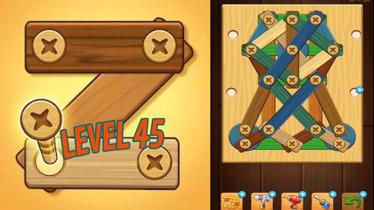 🏅 SCREW PUZZLE: Wood Nut & Bolt 🤪 Level 45 🧩 Gameplay Walkthrough