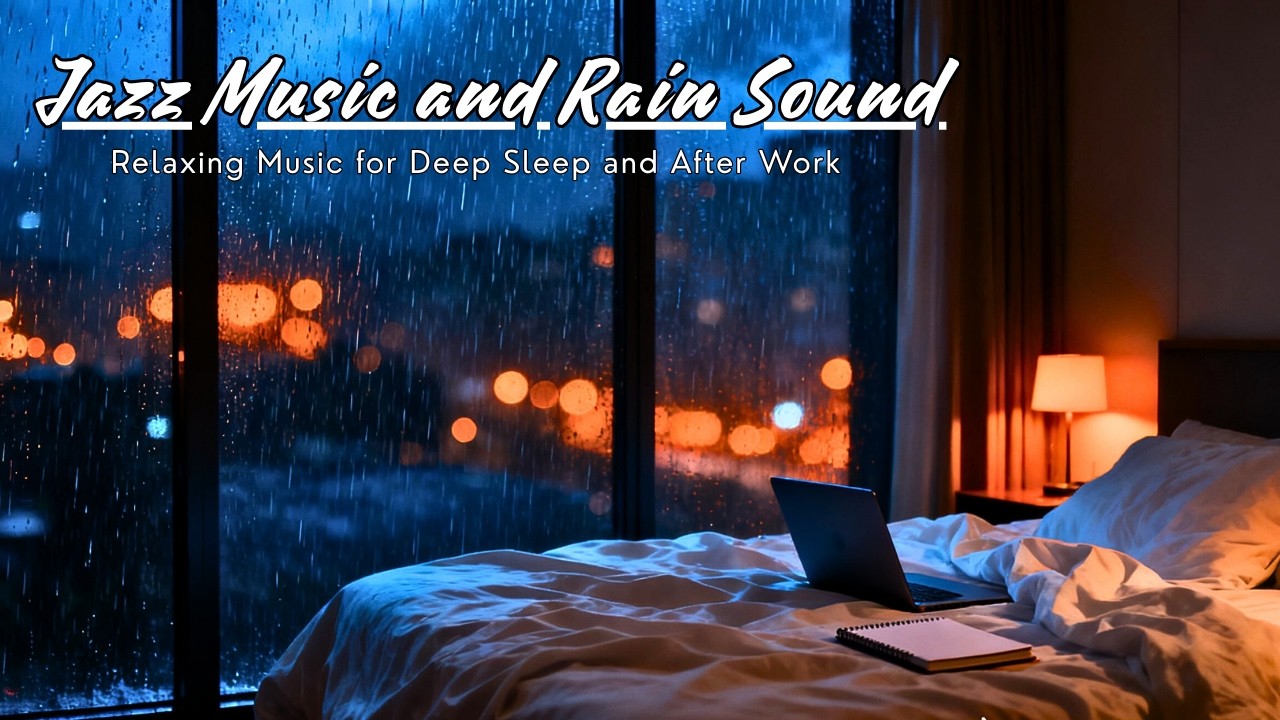 Jazz Relaxing Music - Rain Falling On Windows for Rest full Sleep and After Work