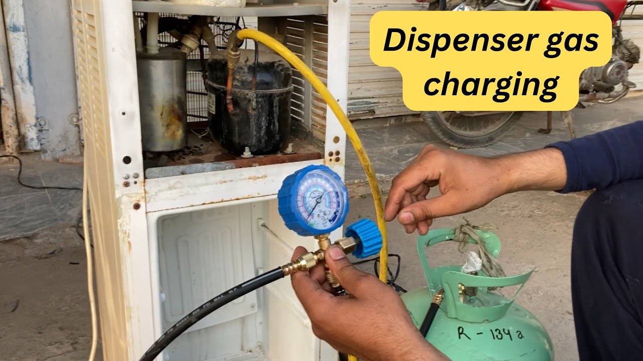R134a gas charging in water dispenser || water dispenser gas charging step by step