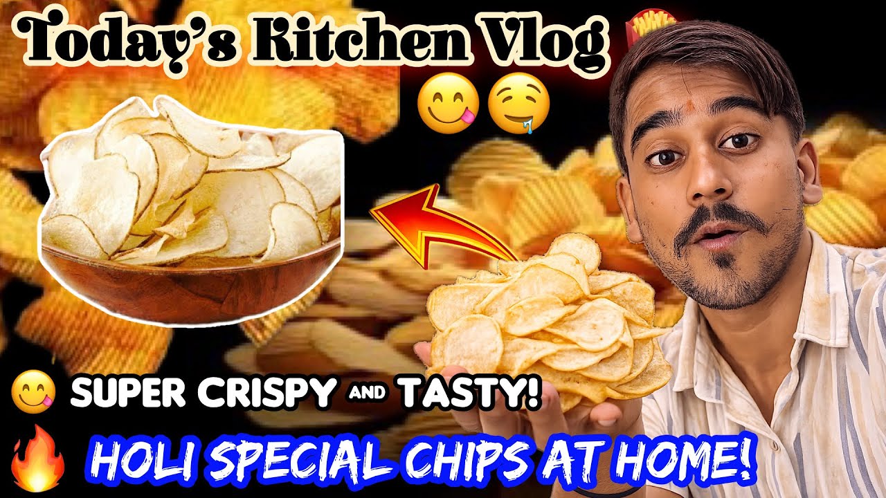 Holi Special Chips Recipe 😍 | Super Crispy & Tasty Potato Chips at Home | Kitchen Vlog #chips #holi 