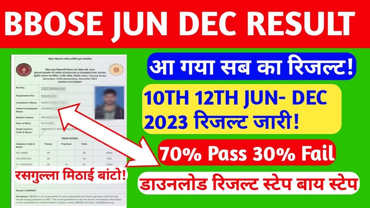 BBOSE 10TH 12TH JUN-DEC 2023 RESULT DECLARED | DOWNLOAD MARKSHEET STEP BY STEP | BBOSE RESULT 202...