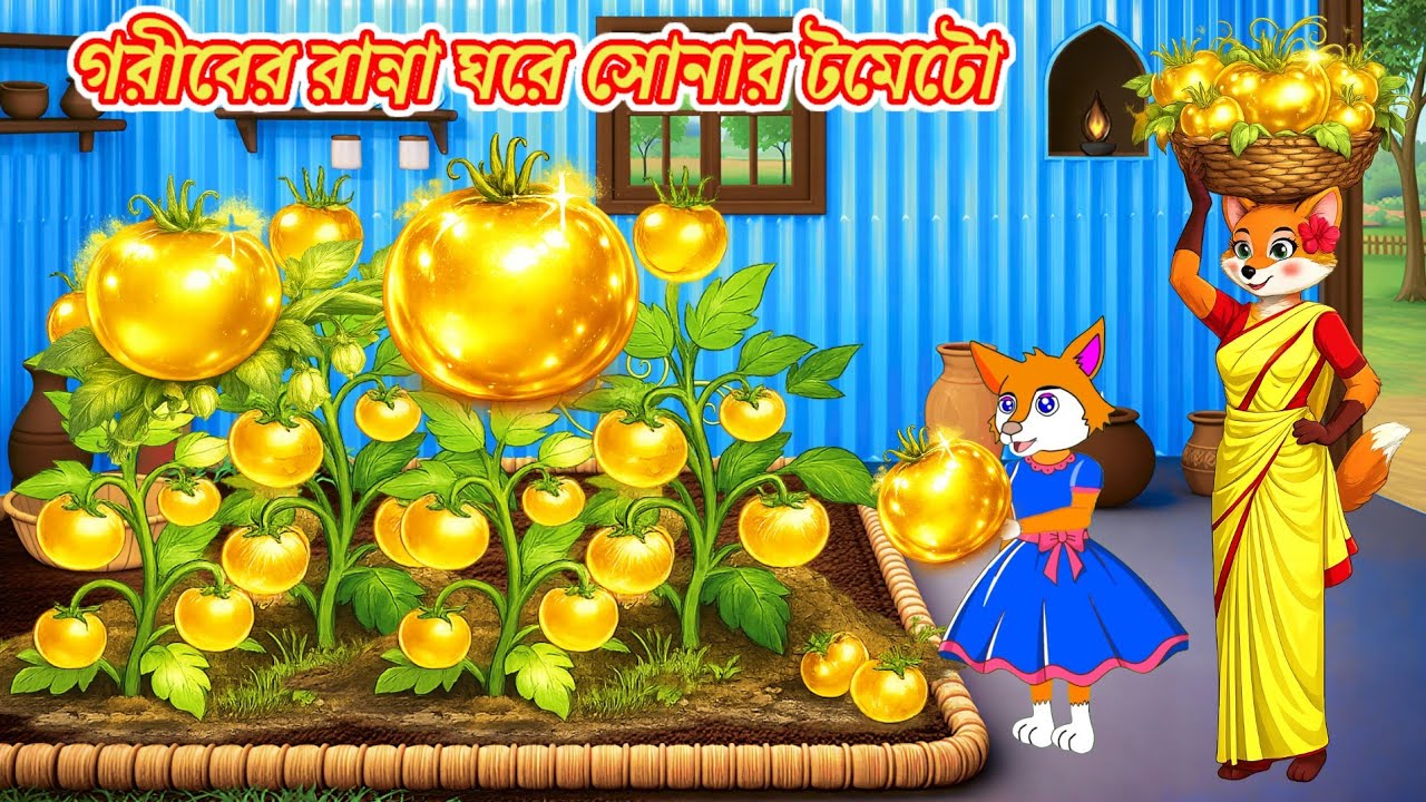 রান্নাঘরে সোনার টমেটো চাষ। Fox cartoon। Bangla Cartoon। Siyaler Cartoon। Rupkothar golpo।cartoon