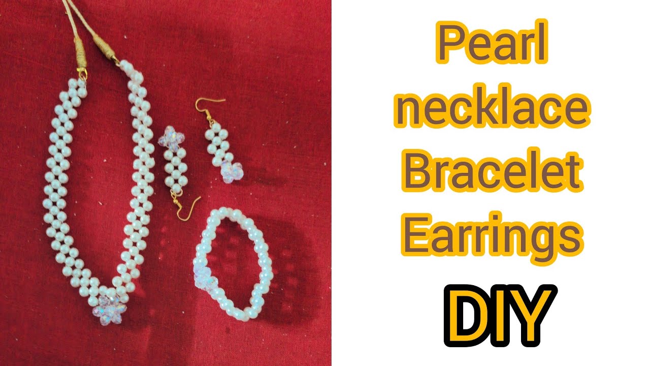 Pearl necklace earrings bracelet full tutorial एक सुई धागे से मोती काम सीखिये 