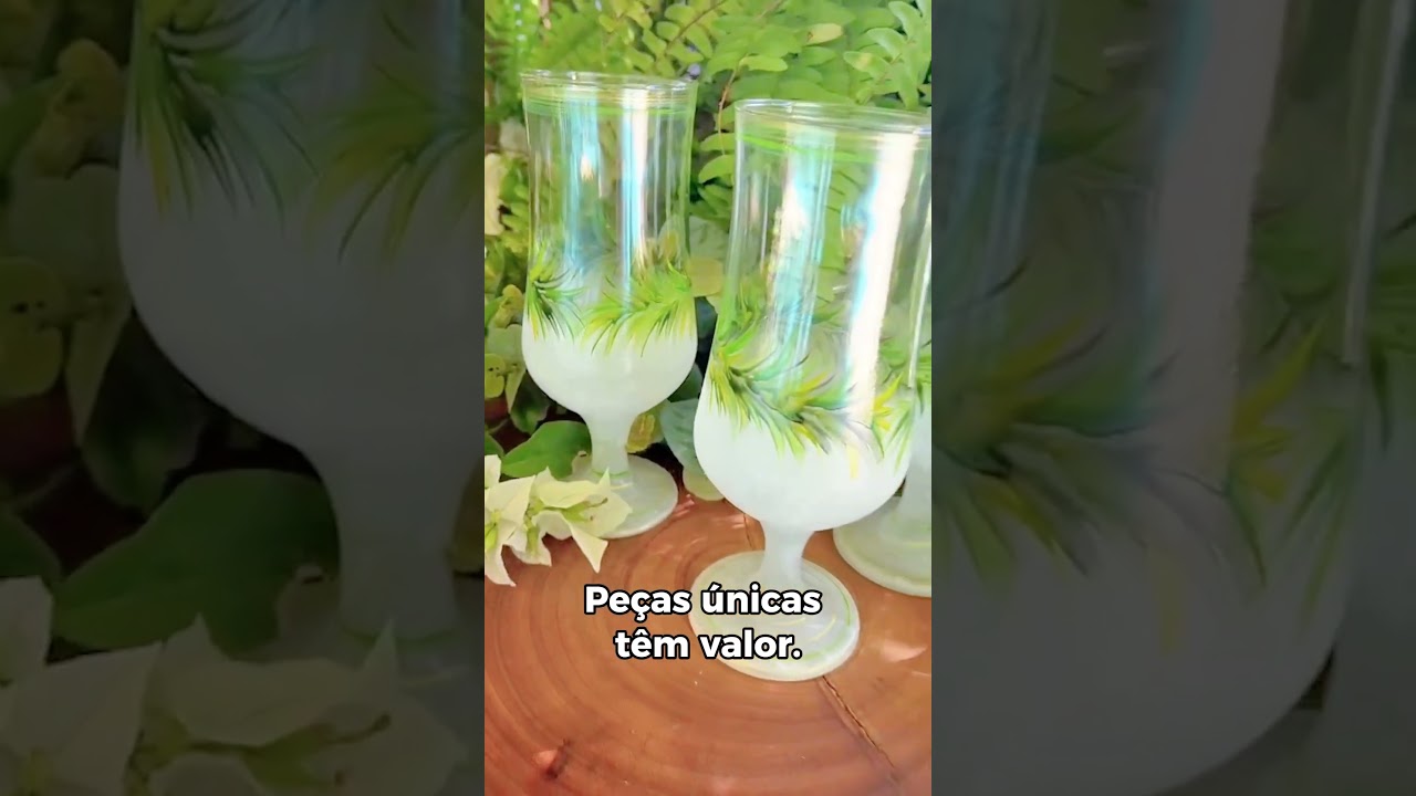 Pintura em vidros Lindas taças tropicais, aprenda a pintar passo a passo!