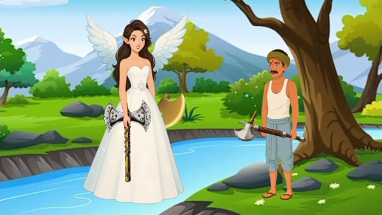 emandar lakadharah or pari ki stori//Cartoon story of the honest woodcutter and the fairy Hindi Urdu