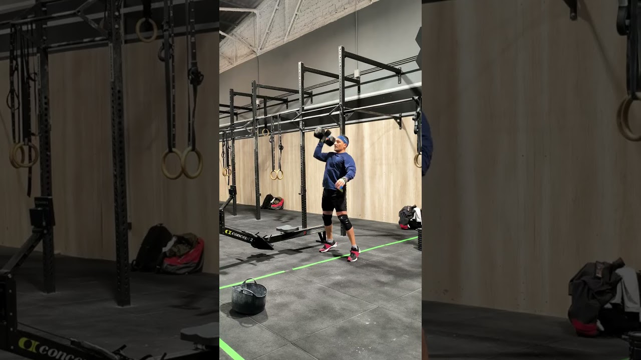 AMRAP 20’ 8 Toes-to-Bar10 DB Hang Clean & Jerks @ 22.5 kg14 Cal RowScore:9 rounds + 13 reps 